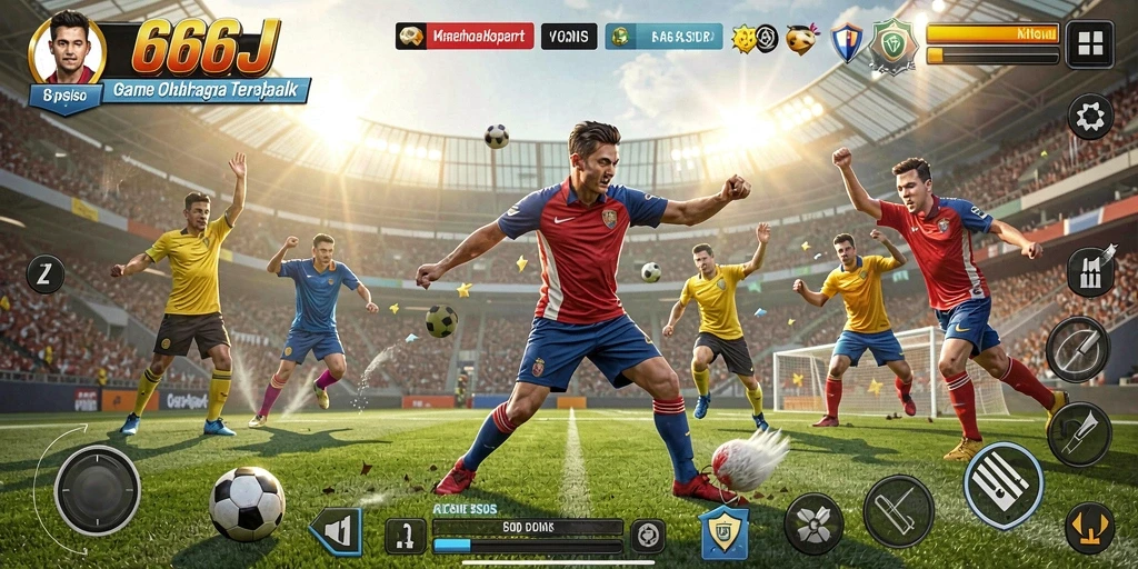 Tampilan gameplay seru dari 666J yang menampilkan berbagai olahraga.