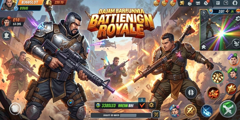 Screenshot menarik dari gameplay seru 8368SLOT dalam pertarungan Battle Royale.