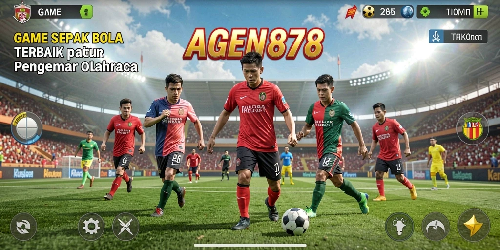 Screenshot AGEN878 menampilkan momen seru pertandingan sepak bola.