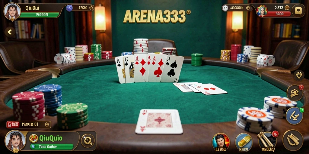 Tangkapan layar gameplay QiuQiu yang menegangkan di ARENA333.
