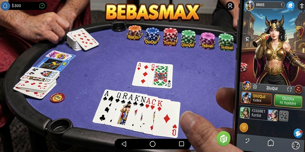 Screenshot utama BEBASMAX yang menunjukkan gameplay QiuQiu yang seru.