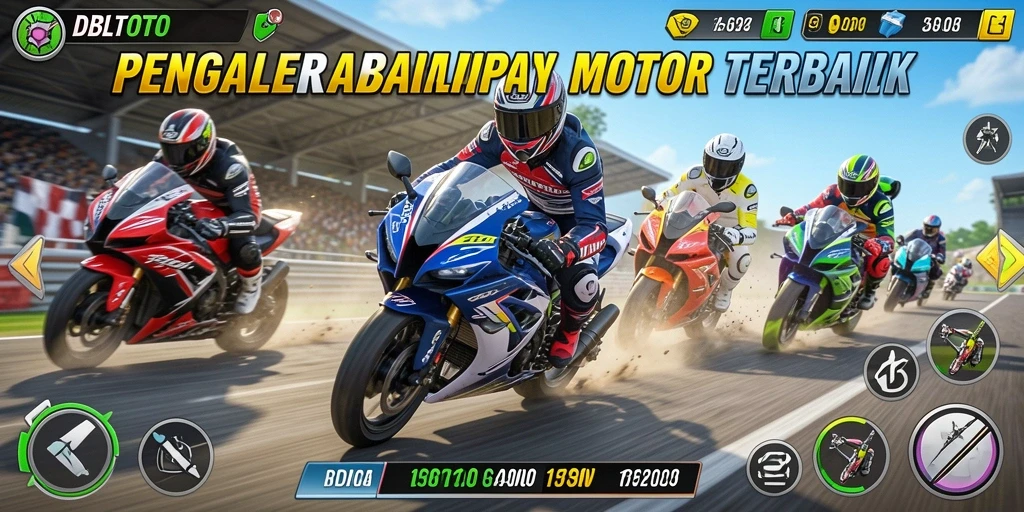 Screenshot DBLTOTO menampilkan aksi balapan motor yang mendebarkan.