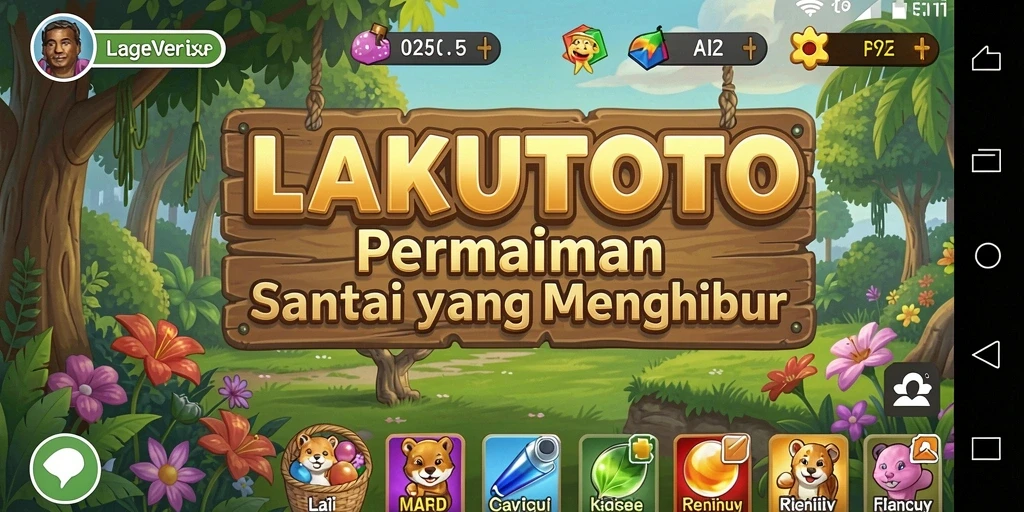 Tangkapan layar utama LAKUTOTO menampilkan aksi gameplay santai dan menyenangkan.